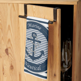 Anker und Seile auf weißem Grund für Sailor Stripe Geschirrtuch