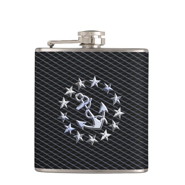 Anker und Sterne der Marine Flachmann (Vorderseite)