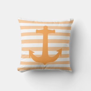 Anker und Streifen Peach nautische Thema Kissen