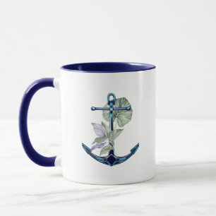 Anker und tropische Pflanze Seebad Tropisches Lebe Tasse