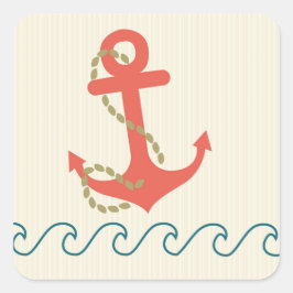 Anker und Waves Nautic Quadratischer Aufkleber