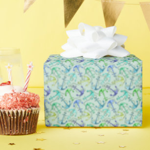 Anker und Wellenmuster Geschenkpapier