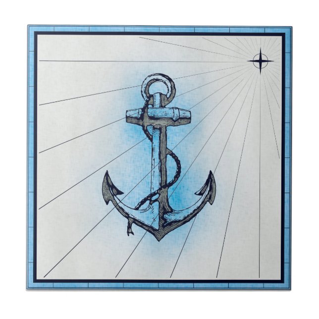 Anker Vintager Wasserschiffe Fliese (Vorderseite)