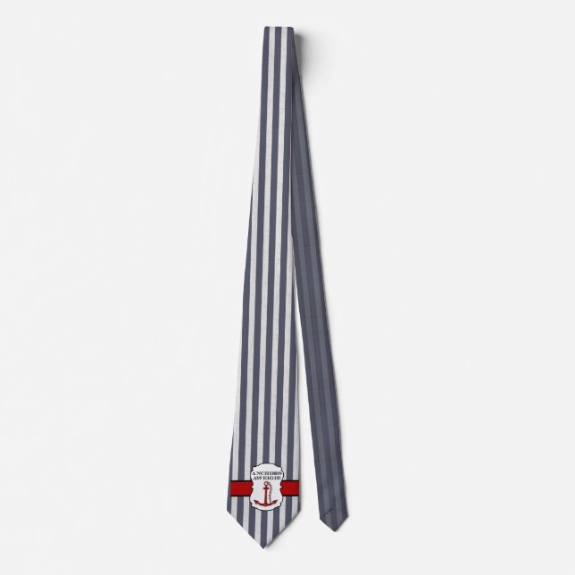 Anker von nautischen Themed Blue Striping Krawatte (Vorderseite)