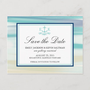 Anker Wasserfarben Save the Date Ankündigungspostkarte