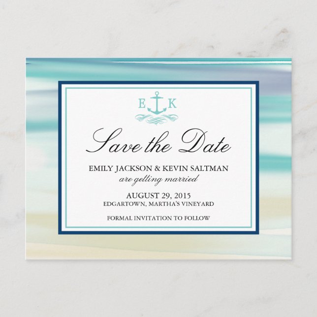 Anker Wasserfarben Save the Date Ankündigungspostkarte (Vorderseite)