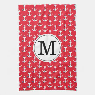 Anker weg! Rotes benutzerdefiniertes monogrammiert Handtuch
