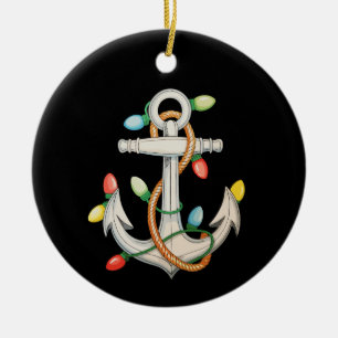 Anker Weihnachten Xmas Lichter Segelkreuzfahrtschi Keramik Ornament