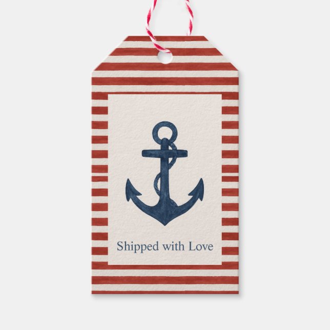 Anker Wiegen "Mit Liebe ausgeliefert" Geschenkmark Geschenkanhänger (Vorderseite)