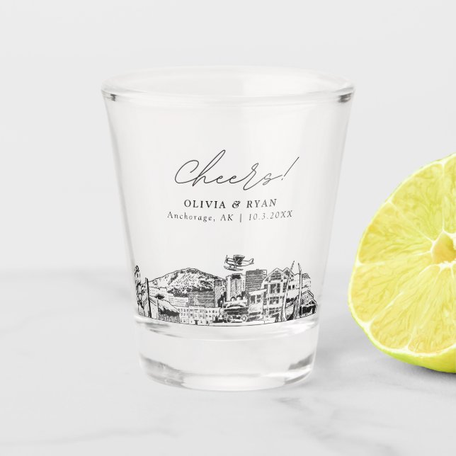 Ankerage Gastgeschenk Hochzeit Personalisiert Chee Schnapsglas (Vorderseite)