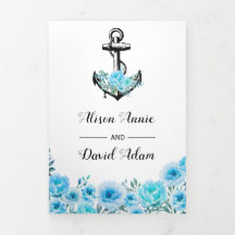 Ankerblau Aquarellfarben Blume Wasserhochzeit