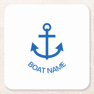 Ankerblau Personalisiert Ihr Bootname Rechteckiger Pappuntersetzer