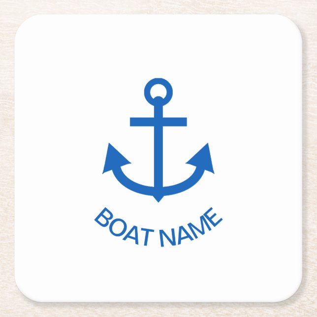 Ankerblau Personalisiert Ihr Bootname Rechteckiger Pappuntersetzer (Vorderseite)