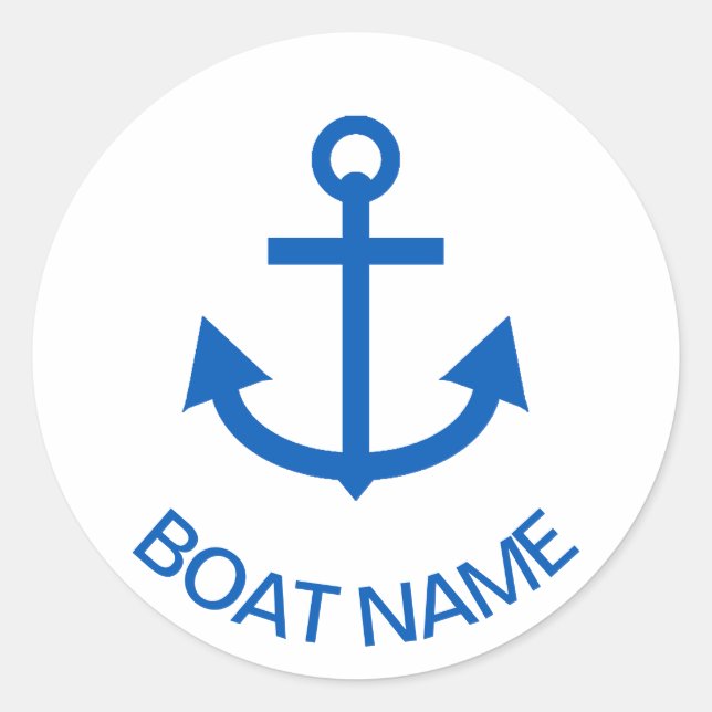Ankerblau Personalisiert Ihr Bootname Runder Aufkleber (Vorderseite)