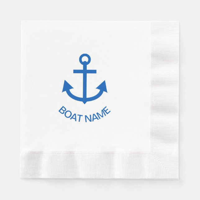 Ankerblau Personalisiert Ihr Bootname Serviette (Vorderseite)