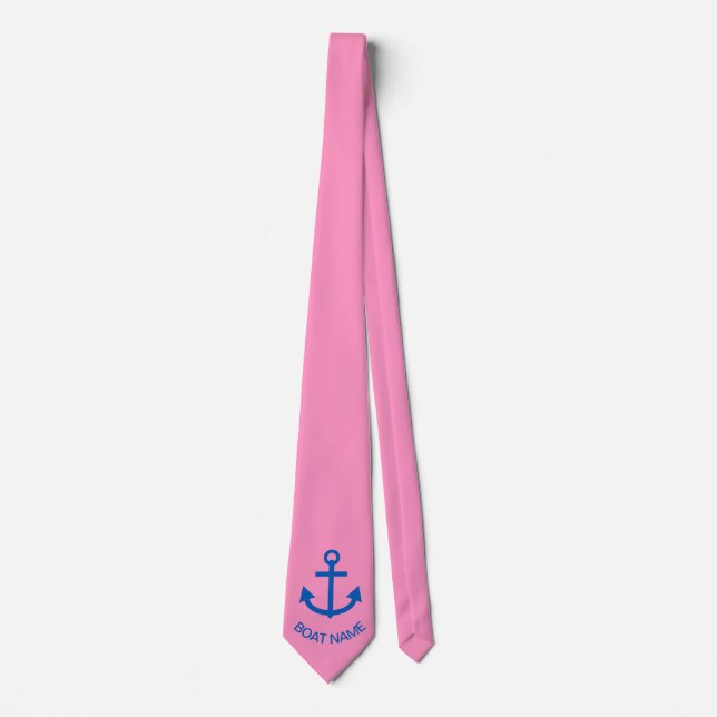 Ankerblau Personalisiert Name des Schiffes Rosa Krawatte (Vorderseite)