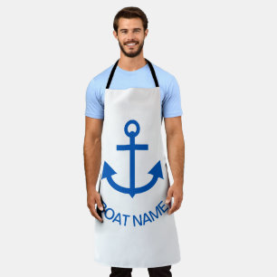 Ankerblau Personalisiert, Name des Schiffes weiß Schürze