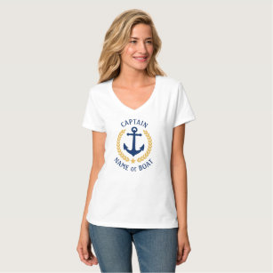 Ankerboot oder Captain Name Gold Laurel Star White T-Shirt