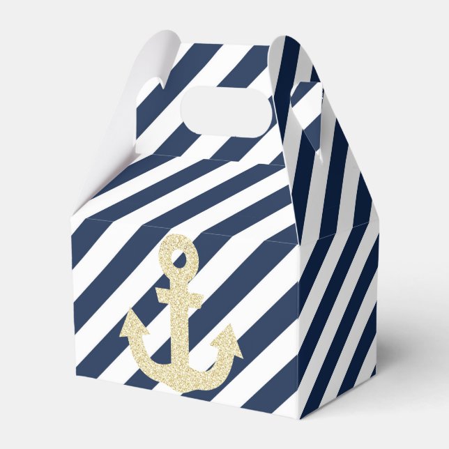 Ankerbox für Navy und Gold Glitzer Geschenkschachtel (Vorderseite)