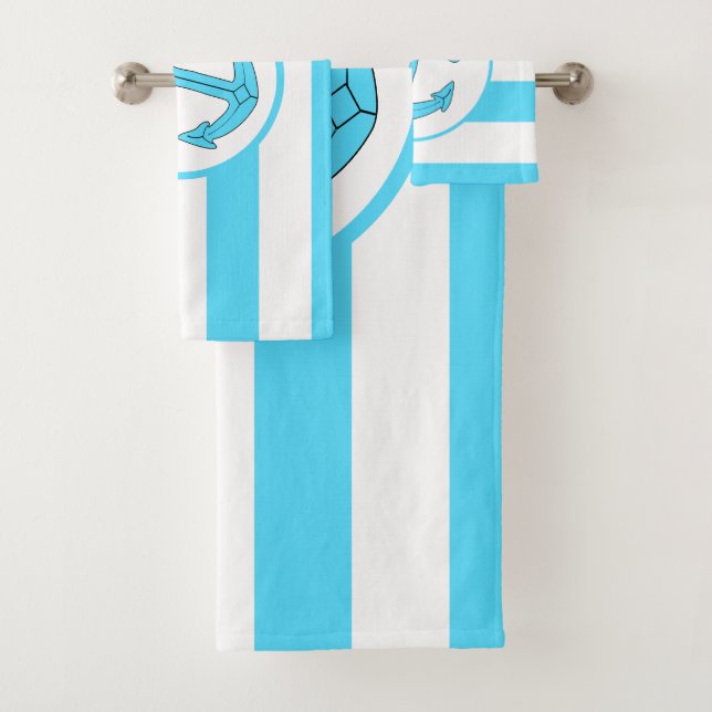 Ankerdesign blau gestreift badhandtuch set (Insitu)