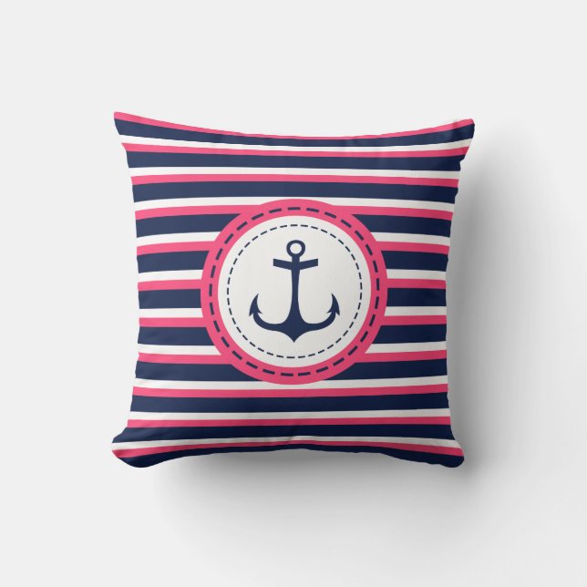 Ankerdesign der naustralischen Navy Blue Hot Pink  Kissen (Vorderseite)