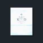 Ankerfarben für das Naugram Beach Leinwanddruck<br><div class="desc">Fügen Sie Ihren Wänden einen nautischen Flair mit diesem individuell anpassbaren Monogramm Ankerdesign mit einem Aquarellhintergrund hinzu.</div>
