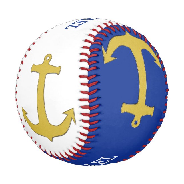 Ankergold + Ihr Name Baseball (Schrägansicht)