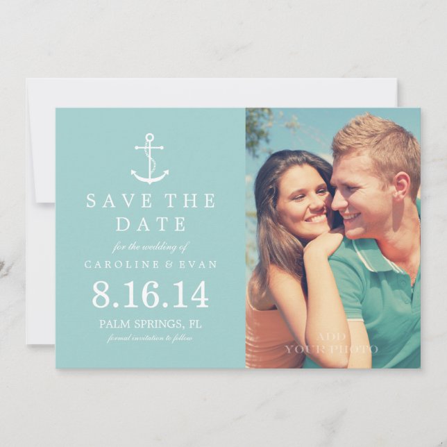 Ankerhochzeit Foto speichern das Datum {Minze} Save The Date (Vorderseite)