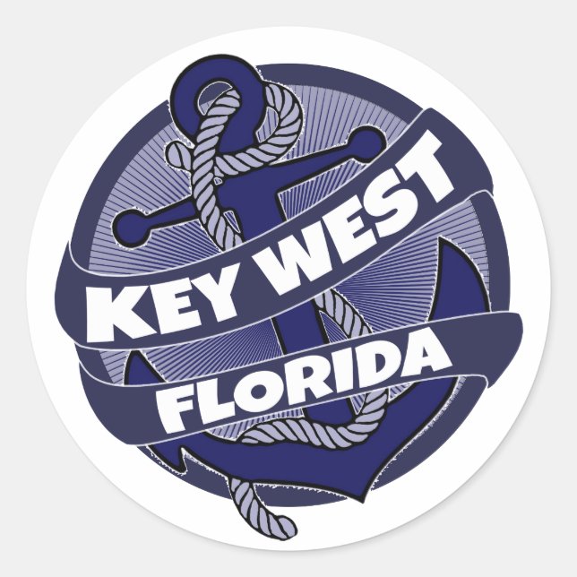 Ankerkleber für Key West Beach Florida Runder Aufkleber (Vorderseite)