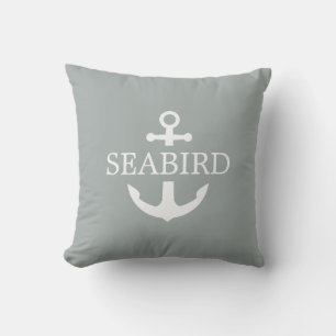 Ankerlogo und eigener Name des Bootes. Solid Gray  Kissen