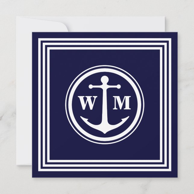 Ankermonogramm 5,25x5,25 Square Paper Einladung (Vorderseite)