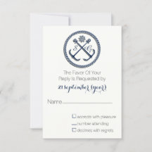 Ankermonogramme, nautische Hochzeit rsvp 3,5 x 5