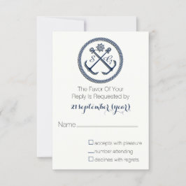 Ankermonogramme, nautische Hochzeit rsvp 3,5 x 5 Karte