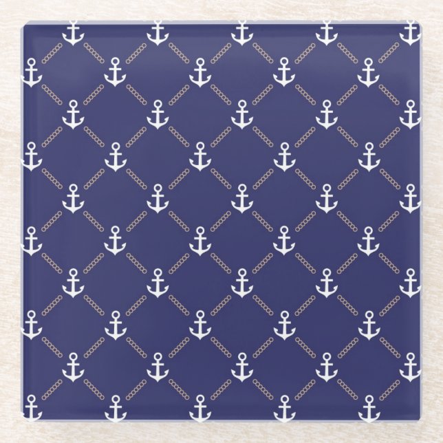 Ankermuster Glasuntersetzer (Vorderseite)