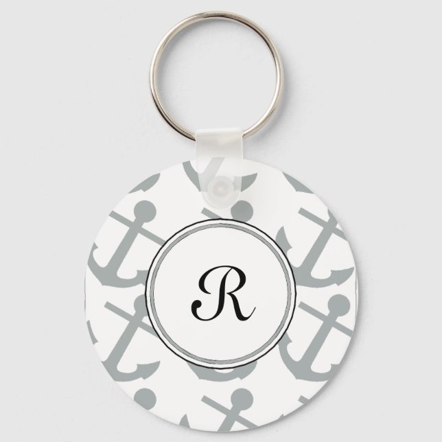 Ankermuster mit Monogramm Schlüsselanhänger (Vorderseite)
