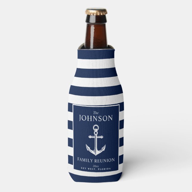 Ankern Sie bei Nautical Themed Family Wiedersehen  Flaschenkühler (Flaschenvorderseite)