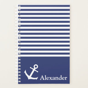 Ankern Sie in schwarz blau und weiß gestreiften Na Planer