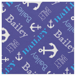 Ankerpersonalisiertes blaues Seetextnamensgewebe Stoff