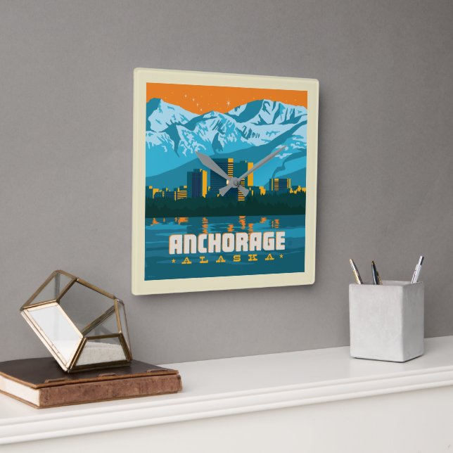 Ankerplatz, Alaska Quadratische Wanduhr (Büro)