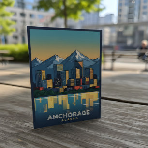 Ankerplatz Alaska Skyline mit Bergen und Wasser Postkarte