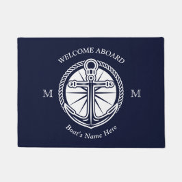 Ankerplatz für blaue, blaue Boote der Nautik Fußmatte