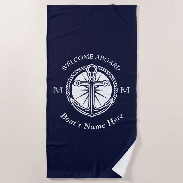 Ankerplatz für Blaue Boote der White Navy Strandtuch (Vorderseite)