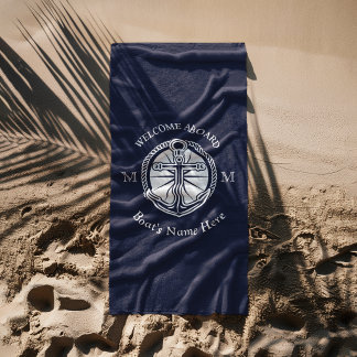 Ankerplatz für Blaue Boote der White Navy Strandtuch