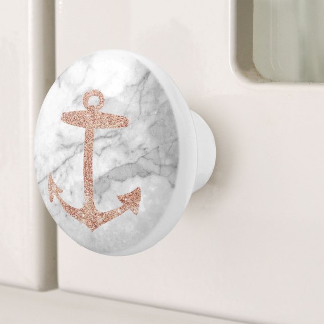 Ankerpunkt des weißen Marmorschiffes an der Küste Keramikknauf (Nautical Coastal Beach White Marble Ship Anchor Ceramic Knob)