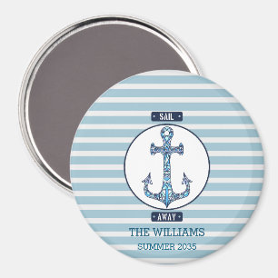 Ankerschiff absegeln - Personalisiertes nautisches Magnet
