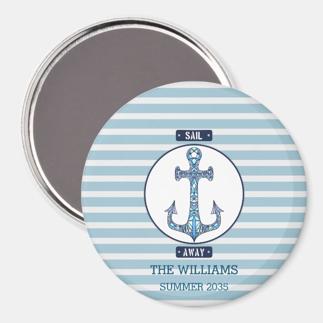 Ankerschiff absegeln - Personalisiertes nautisches Magnet (Vorderseite/Rückseite)