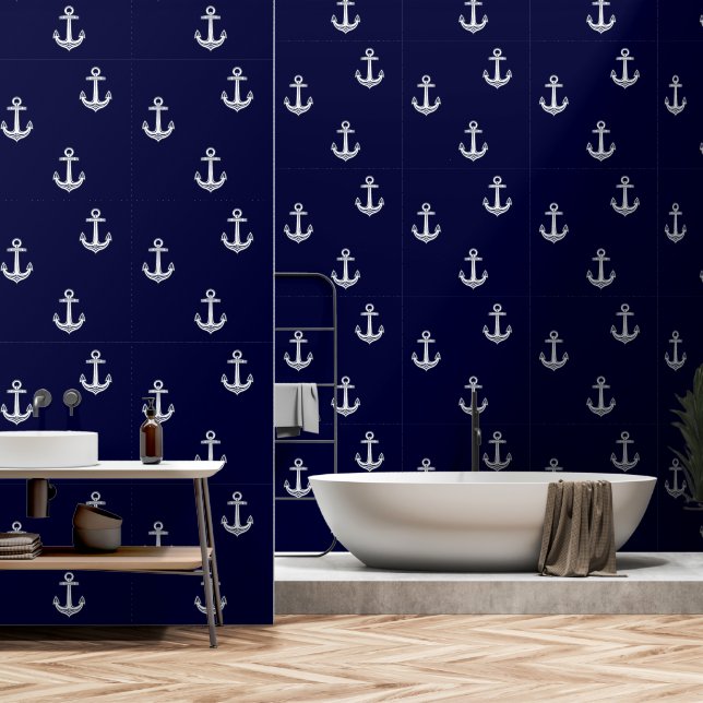 Ankerschiff für die blaue Marine Tapete (Badezimmer)
