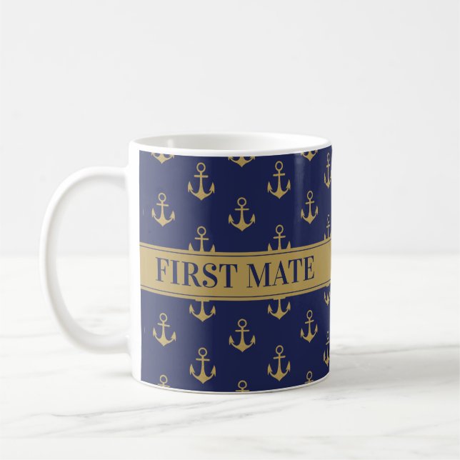 Ankerschiff Meeresblauer Mate Kaffeetasse (Links)