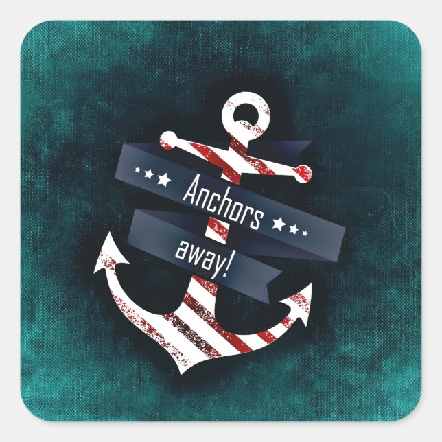Ankerschiff Quadratischer Aufkleber (Vorderseite)