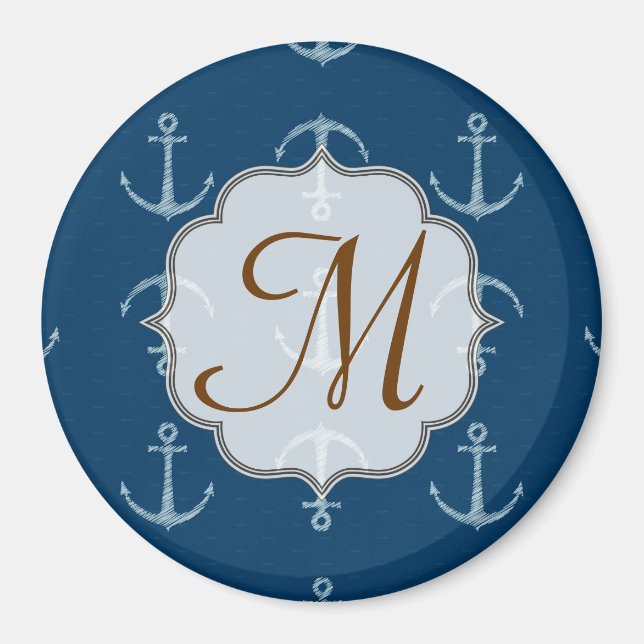 Ankerschiff Saili Monogram Initial Magnet (Vorne)